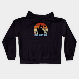More Coffee Now | Cat Spilled Coffee Kids Hoodie